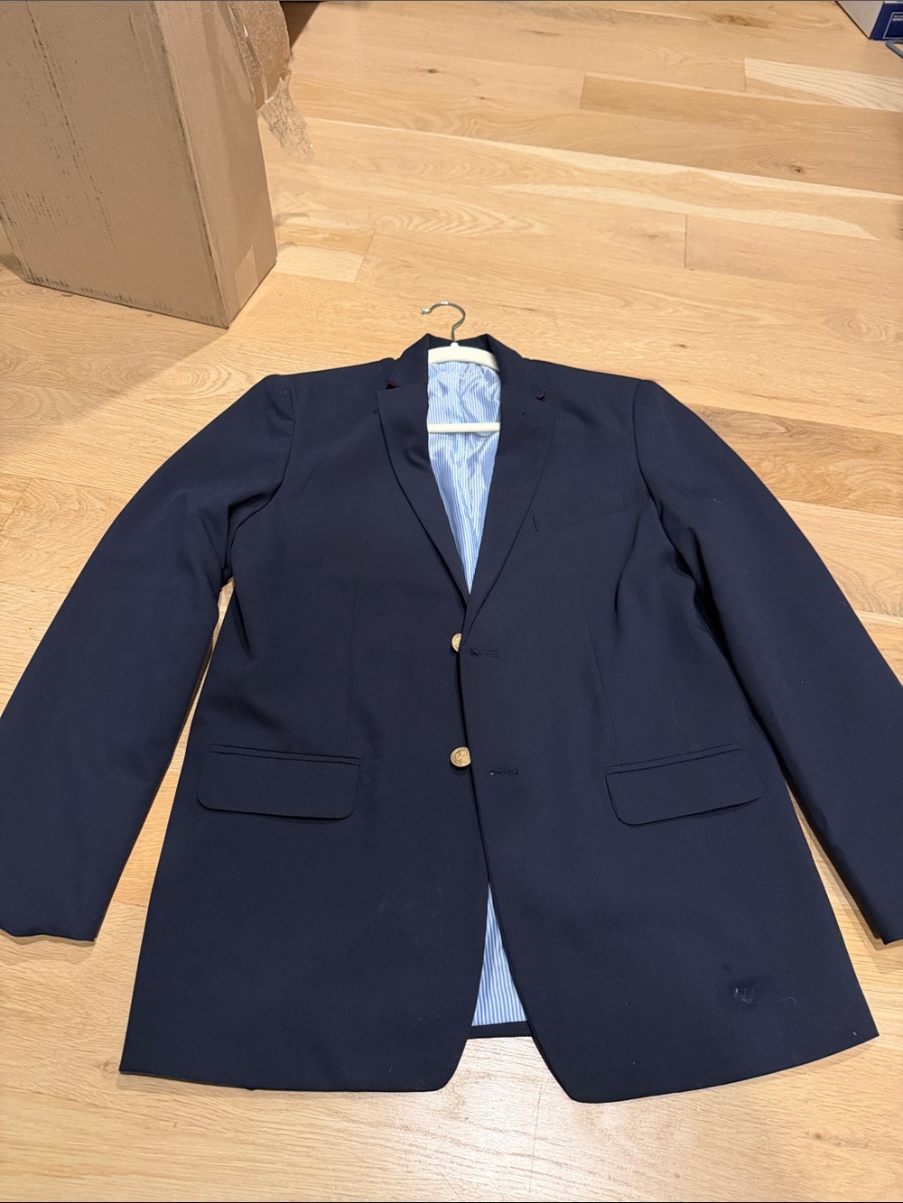 Izod Navy Two-Button Sport Coat with Light Blue Lining